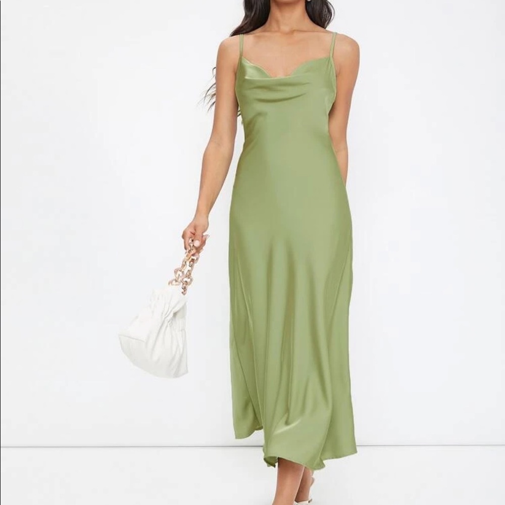 shein sage cowl neck dress
